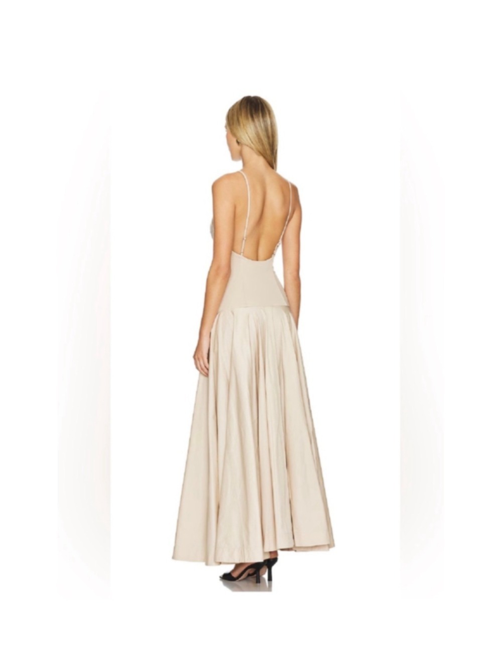 Women's L'academie Beige Maxi Dress Size S - Picture 2 of 7